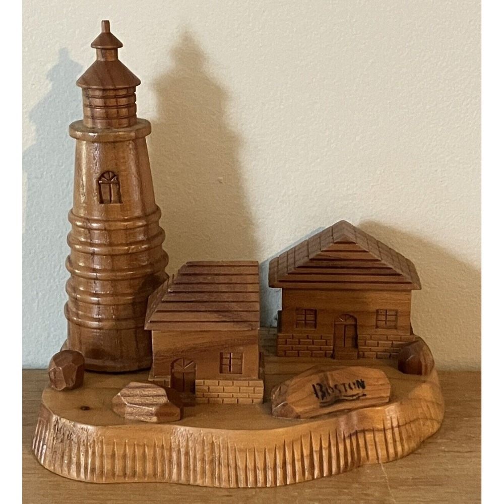 Vintage Wooden Replica of Boston's Lighthouse Point - with Original Box